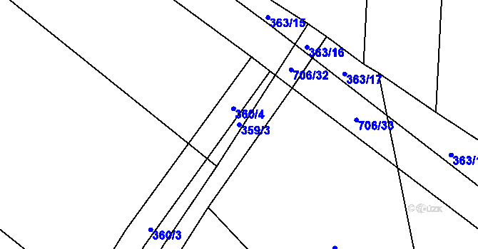 Parcela st. 359/3 v KÚ Zámrsky, Katastrální mapa