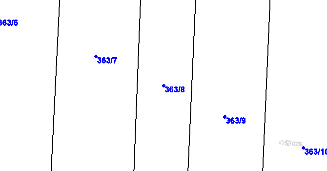 Parcela st. 363/8 v KÚ Zámrsky, Katastrální mapa