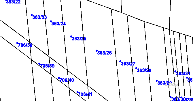 Parcela st. 363/26 v KÚ Zámrsky, Katastrální mapa