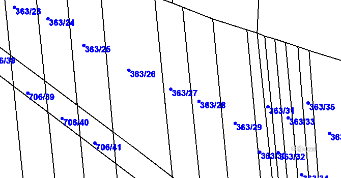 Parcela st. 363/27 v KÚ Zámrsky, Katastrální mapa