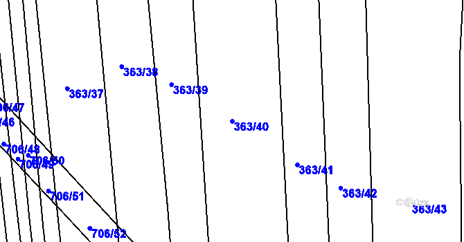 Parcela st. 363/40 v KÚ Zámrsky, Katastrální mapa