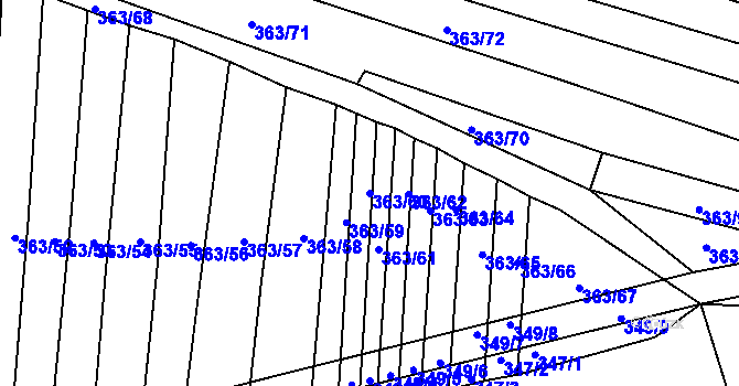 Parcela st. 363/60 v KÚ Zámrsky, Katastrální mapa