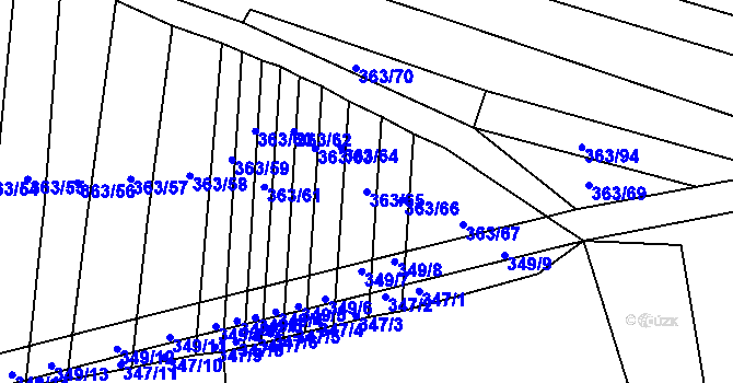 Parcela st. 363/65 v KÚ Zámrsky, Katastrální mapa