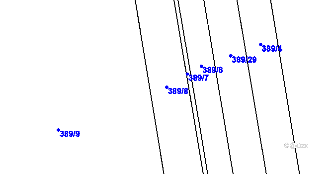 Parcela st. 389/8 v KÚ Zámrsky, Katastrální mapa