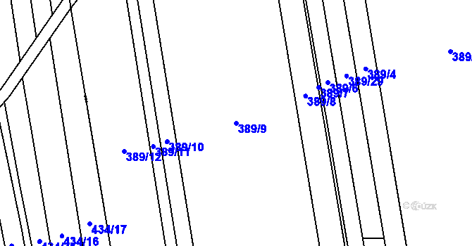 Parcela st. 389/9 v KÚ Zámrsky, Katastrální mapa