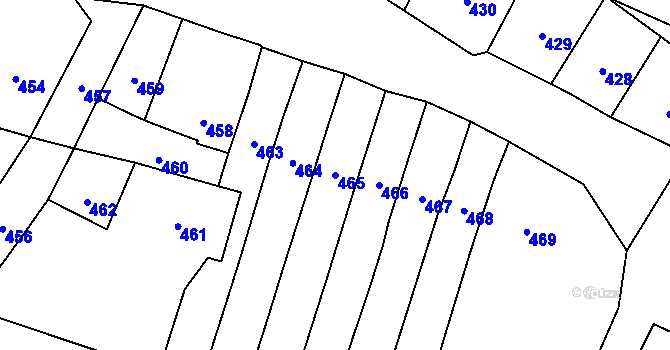 Parcela st. 465 v KÚ Zámrsky, Katastrální mapa