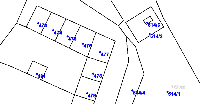 Parcela st. 477 v KÚ Zámrsky, Katastrální mapa
