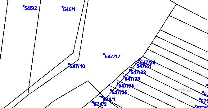 Parcela st. 547/17 v KÚ Zámrsky, Katastrální mapa