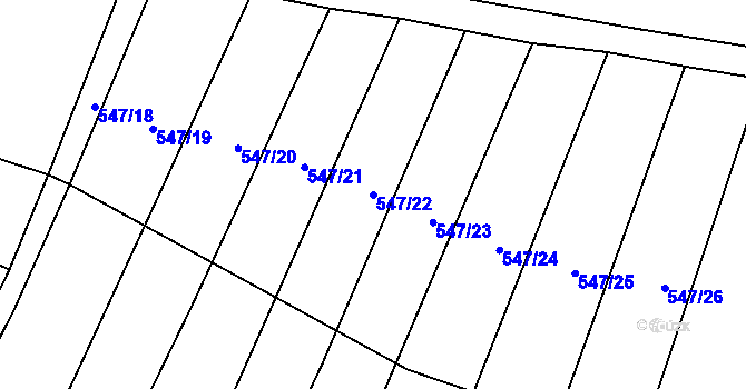 Parcela st. 547/22 v KÚ Zámrsky, Katastrální mapa