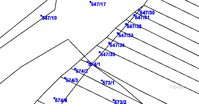 Parcela st. 547/35 v KÚ Zámrsky, Katastrální mapa