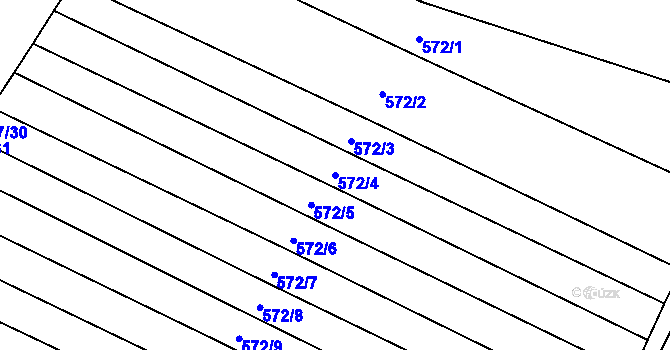 Parcela st. 572/4 v KÚ Zámrsky, Katastrální mapa