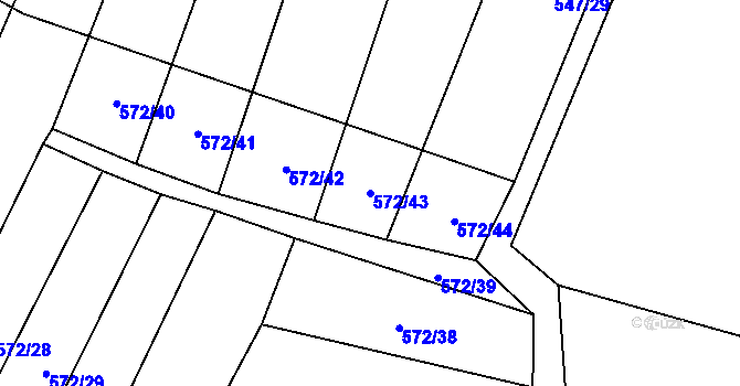 Parcela st. 572/43 v KÚ Zámrsky, Katastrální mapa