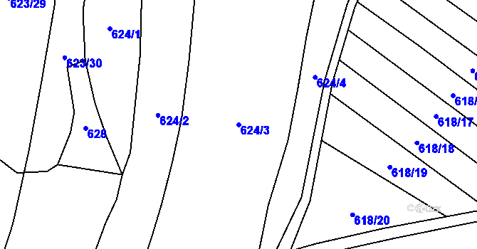 Parcela st. 624/3 v KÚ Zámrsky, Katastrální mapa