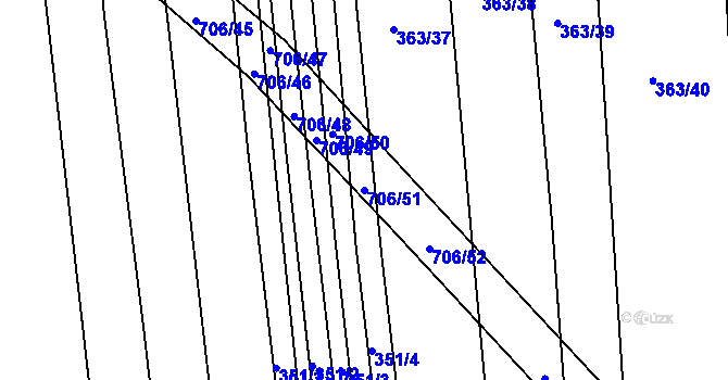 Parcela st. 706/51 v KÚ Zámrsky, Katastrální mapa