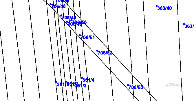 Parcela st. 706/52 v KÚ Zámrsky, Katastrální mapa