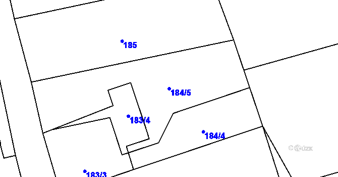 Parcela st. 184/5 v KÚ Zámrsky, Katastrální mapa