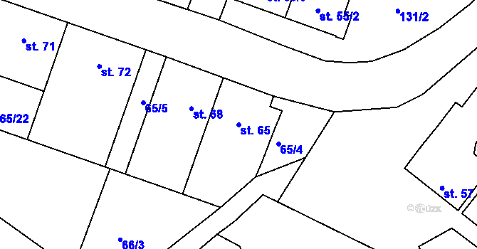 Parcela st. 65 v KÚ Zárubice, Katastrální mapa