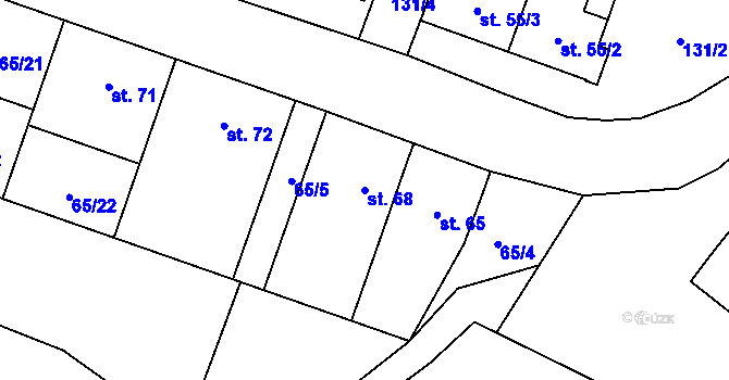 Parcela st. 68 v KÚ Zárubice, Katastrální mapa