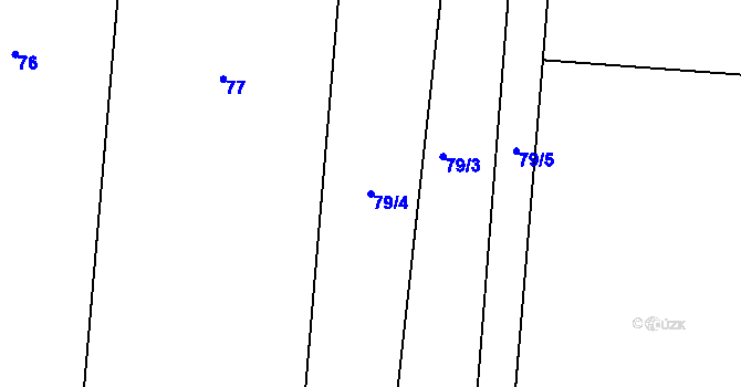 Parcela st. 79/4 v KÚ Zárubice, Katastrální mapa