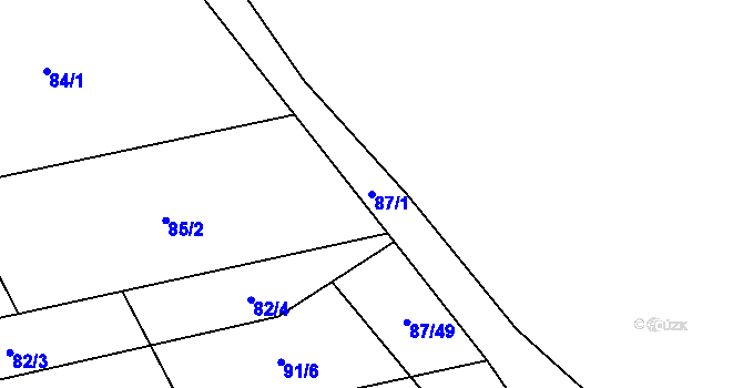 Parcela st. 87/1 v KÚ Zárubice, Katastrální mapa