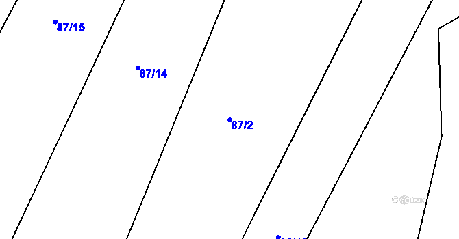 Parcela st. 87/2 v KÚ Zárubice, Katastrální mapa