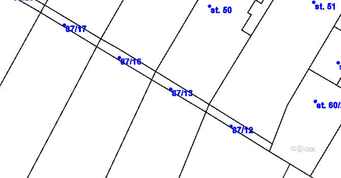 Parcela st. 87/13 v KÚ Zárubice, Katastrální mapa