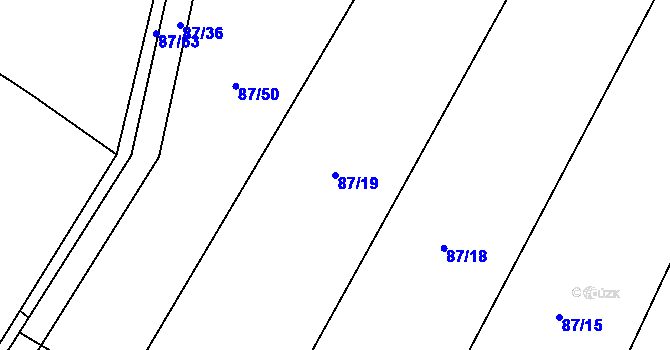 Parcela st. 87/19 v KÚ Zárubice, Katastrální mapa