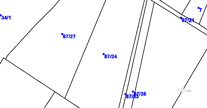 Parcela st. 87/24 v KÚ Zárubice, Katastrální mapa