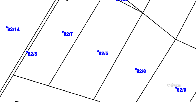 Parcela st. 82/6 v KÚ Zárubice, Katastrální mapa