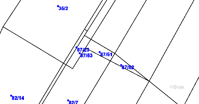 Parcela st. 87/51 v KÚ Zárubice, Katastrální mapa