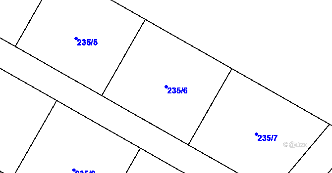 Parcela st. 235/6 v KÚ Zárubice, Katastrální mapa
