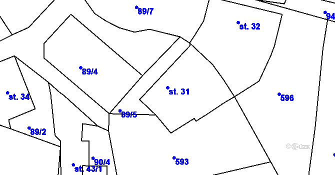 Parcela st. 31 v KÚ Zárybničná Lhota, Katastrální mapa