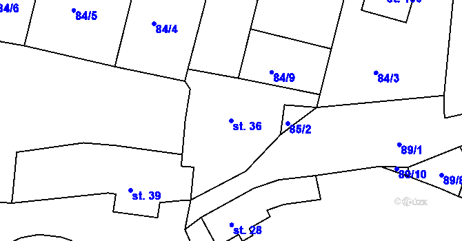 Parcela st. 36 v KÚ Zárybničná Lhota, Katastrální mapa