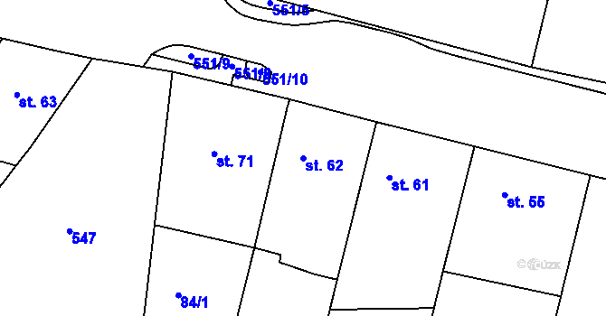 Parcela st. 62 v KÚ Zárybničná Lhota, Katastrální mapa