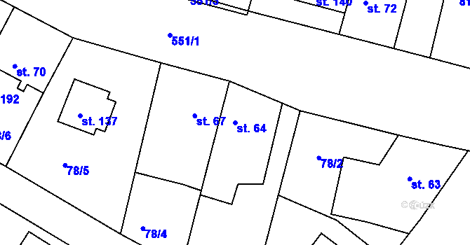 Parcela st. 64 v KÚ Zárybničná Lhota, Katastrální mapa