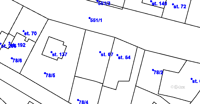 Parcela st. 67 v KÚ Zárybničná Lhota, Katastrální mapa