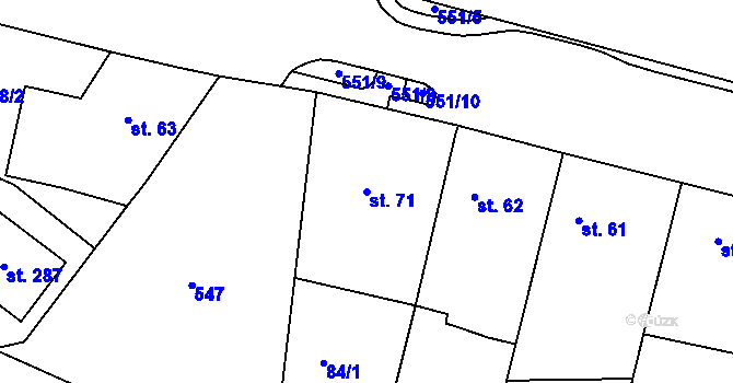 Parcela st. 71 v KÚ Zárybničná Lhota, Katastrální mapa