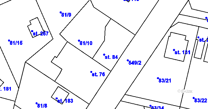 Parcela st. 84 v KÚ Zárybničná Lhota, Katastrální mapa