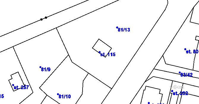 Parcela st. 115 v KÚ Zárybničná Lhota, Katastrální mapa