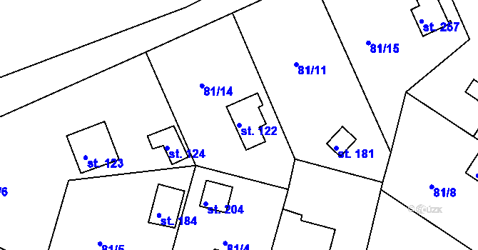 Parcela st. 122 v KÚ Zárybničná Lhota, Katastrální mapa