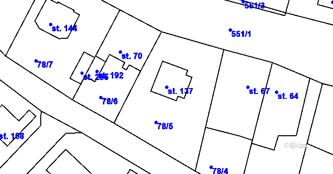 Parcela st. 137 v KÚ Zárybničná Lhota, Katastrální mapa