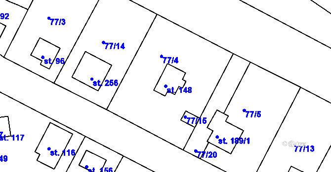 Parcela st. 148 v KÚ Zárybničná Lhota, Katastrální mapa