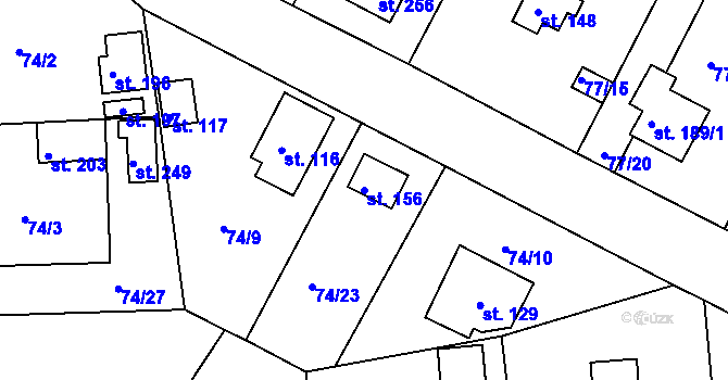 Parcela st. 156 v KÚ Zárybničná Lhota, Katastrální mapa