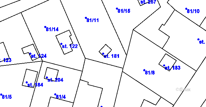 Parcela st. 181 v KÚ Zárybničná Lhota, Katastrální mapa