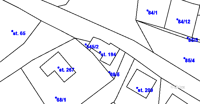 Parcela st. 194 v KÚ Zárybničná Lhota, Katastrální mapa