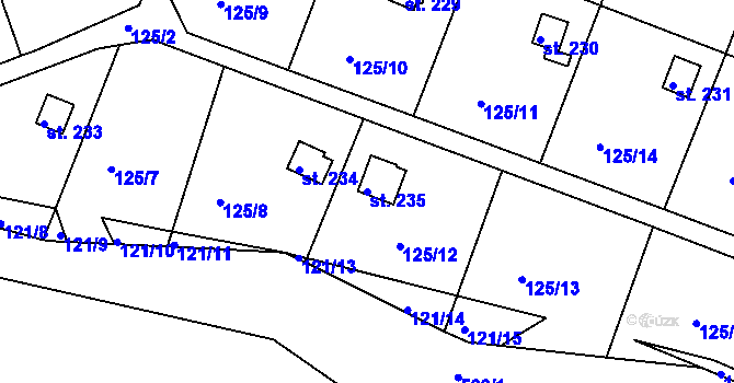 Parcela st. 235 v KÚ Zárybničná Lhota, Katastrální mapa