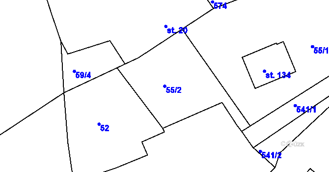 Parcela st. 55/2 v KÚ Zárybničná Lhota, Katastrální mapa