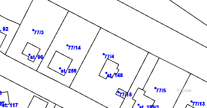 Parcela st. 77/4 v KÚ Zárybničná Lhota, Katastrální mapa