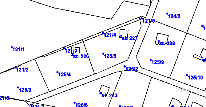 Parcela st. 125/5 v KÚ Zárybničná Lhota, Katastrální mapa