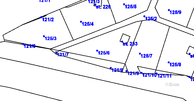 Parcela st. 125/6 v KÚ Zárybničná Lhota, Katastrální mapa